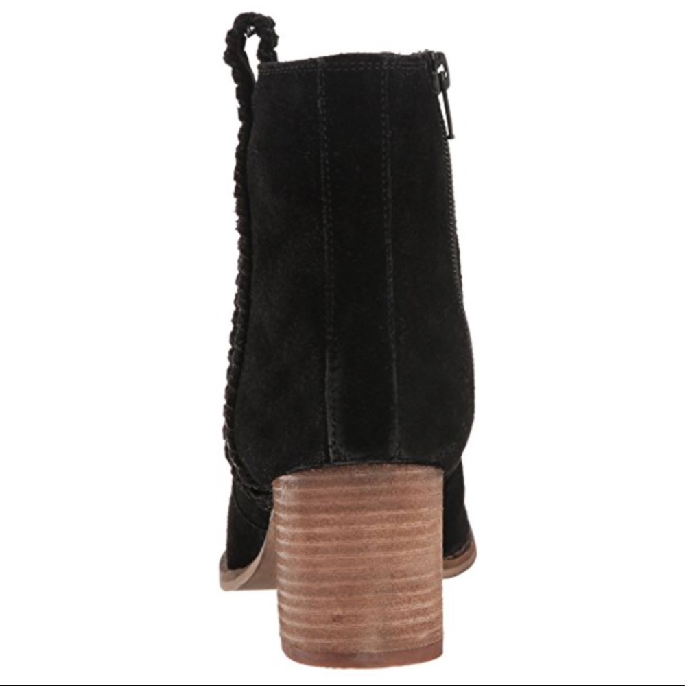 Black Suede Distressed Stitched Ankle Booties - Picture 3 of 5