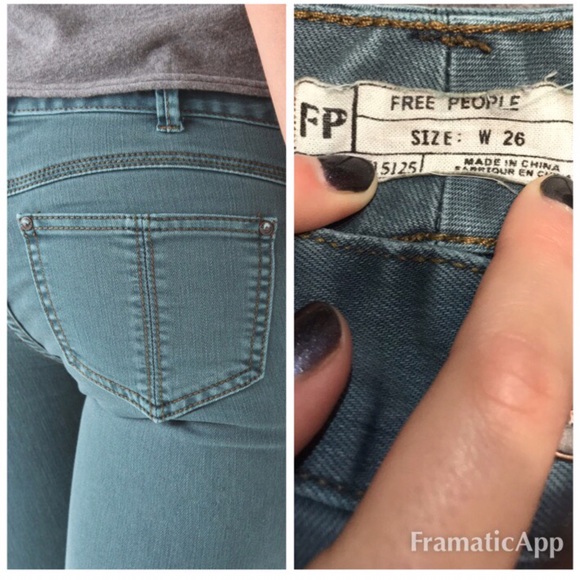 Free People Green Skinny Jeans - Picture 2 of 6