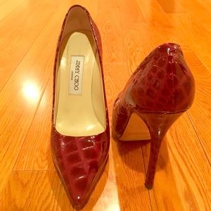 Jimmy Choo printed patent Bordeaux size 37