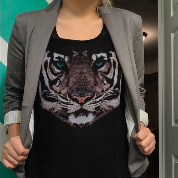 Sheer Black Tiger Tank H&M
