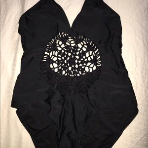Floral cut out one piece swimsuit