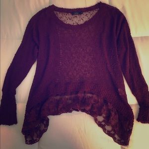 Crocheted Millau Sweater in Burgundy