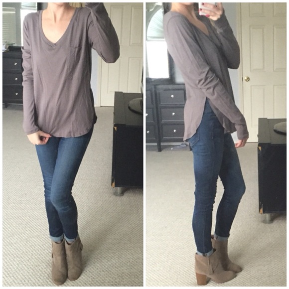 Tops - ⭐️LAST CHANCE▫ Mocha Pocket Basic Long Sleeve