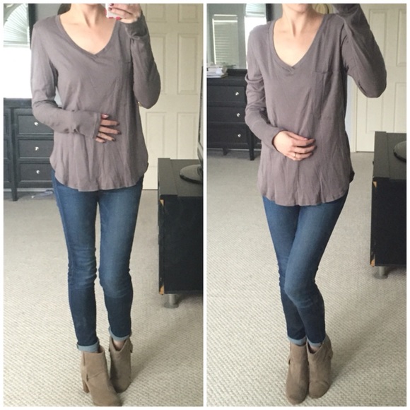 ⭐️LAST CHANCE▫ Mocha Pocket Basic Long Sleeve - Picture 2 of 4