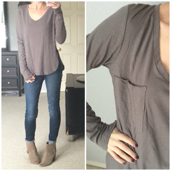 ⭐️LAST CHANCE▫ Mocha Pocket Basic Long Sleeve - Picture 4 of 4