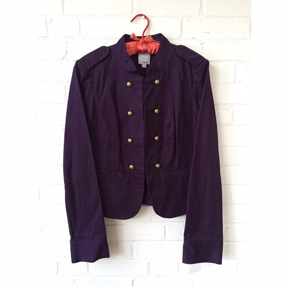 HALOGEN Purple Military Jacket w Brass Buttons M - Picture 1 of 3