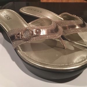 Guess Sparkling Wedged Flip-Flops