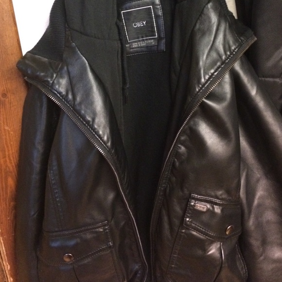 Obey Black Leather Jacket
