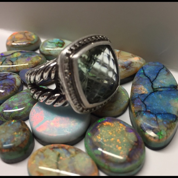 David Yurman Prasiolite and Diamond Albion Ring - Picture 3 of 5