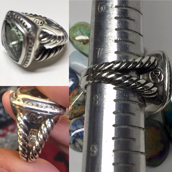 David Yurman Prasiolite and Diamond Albion Ring - Picture 5 of 5