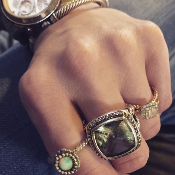 David Yurman Prasiolite and Diamond Albion Ring - Picture 2 of 5