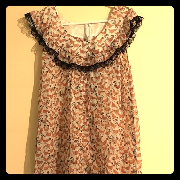 Anna Sui for Anthropologie chicken print blouse L