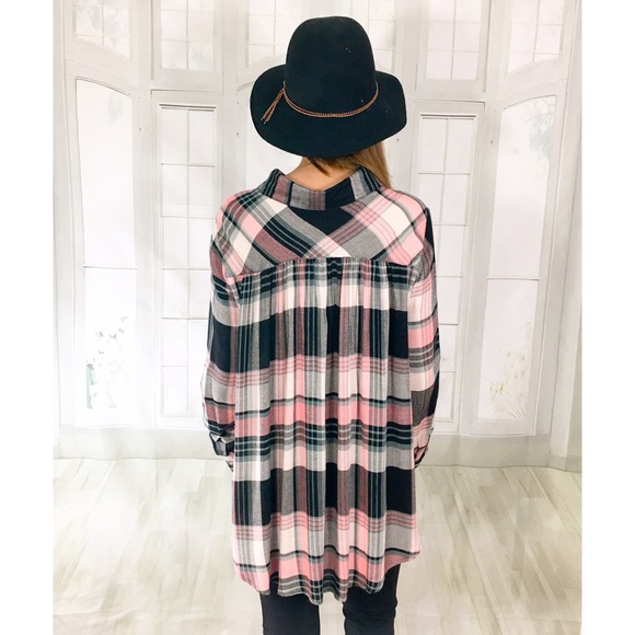 Pink Plaid Flannel Blouse - Picture 4 of 4