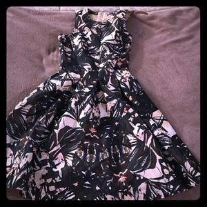 Tropical floral print fit &a flare dress