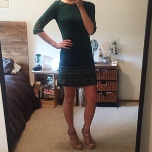 Jessica Howard 3/4 Sleeve Green Shift Dress