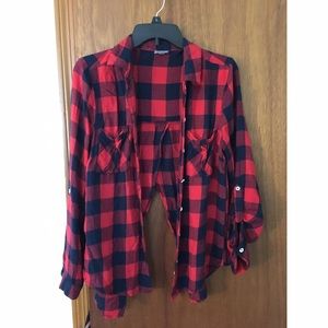 Flannel shirt with open back
