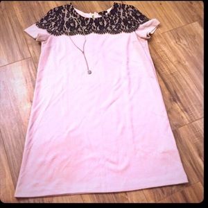 H&M Blush/Pale Pink & Black Lace Shift Dress