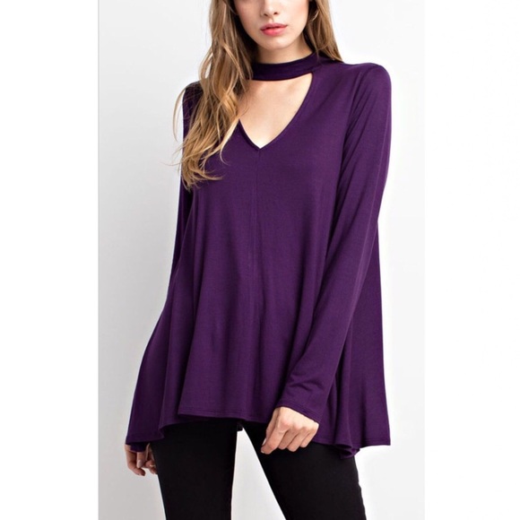 Tops - V-Cut  Eggplant Choker Top M