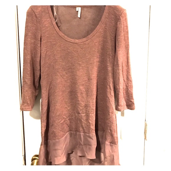 Purple high-low mixed-media sweater