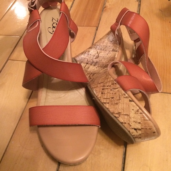 Brown Strappy Platform Wedges with Cork Heel - Picture 2 of 4