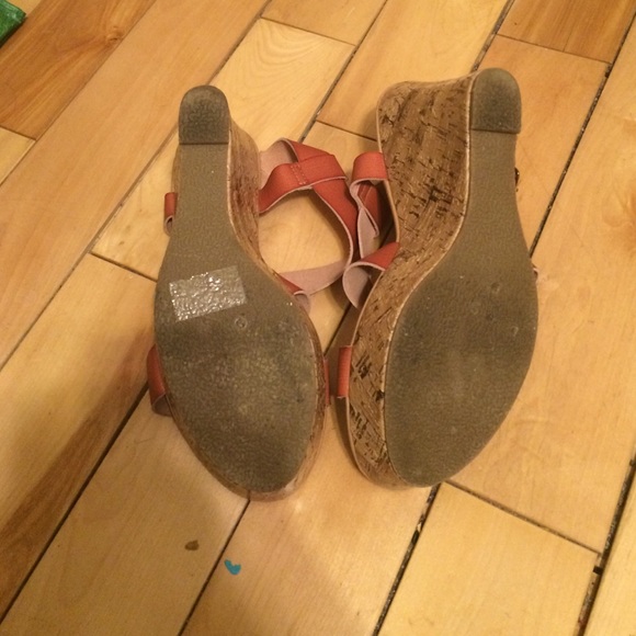 Brown Strappy Platform Wedges with Cork Heel - Picture 3 of 4