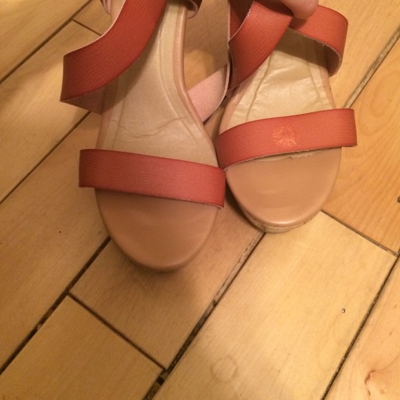 Brown Strappy Platform Wedges with Cork Heel - Picture 4 of 4