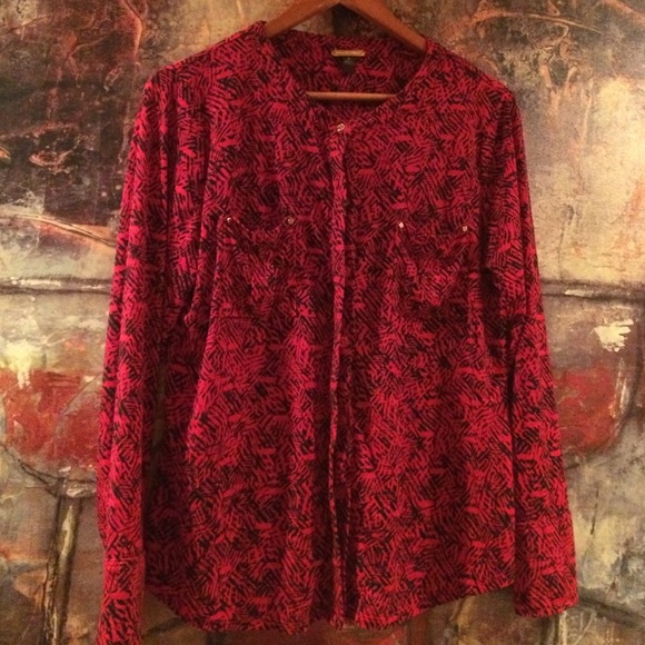 All fired up! Red and black design blouse