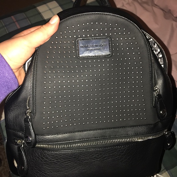 Black leather mini backpack