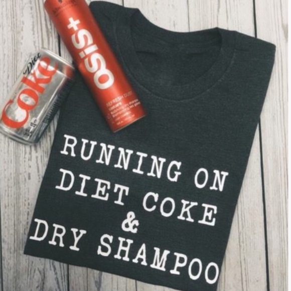 Black Running On Diet Coke Dry Shampoo Tee S M L - Picture 2 of 2
