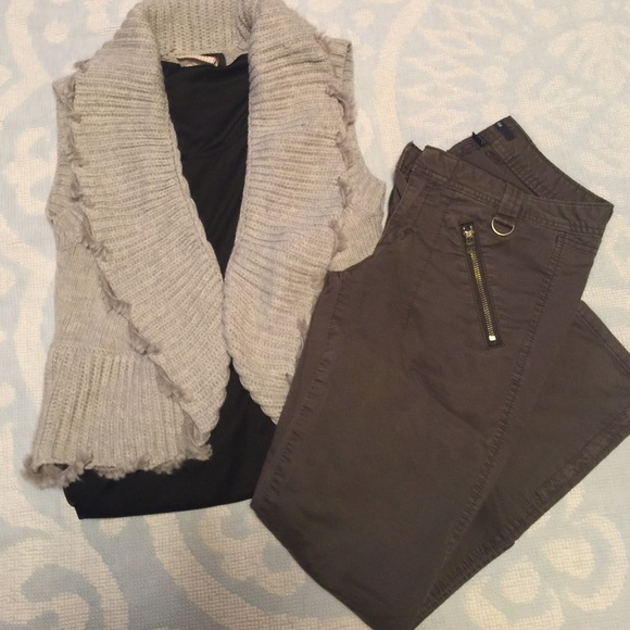 Grey zipper detailed pants