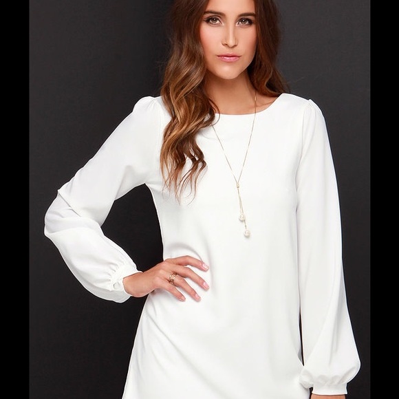 Perfect Situation Ivory Long Sleeve Shift Dress