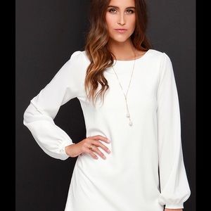 Perfect Situation Ivory Long Sleeve Shift Dress