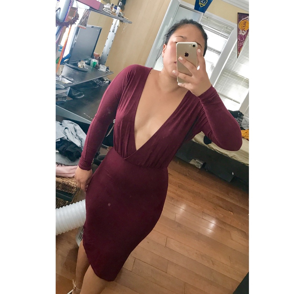 TOBI Bella Dolman Sleeve Midi Dress in Wine