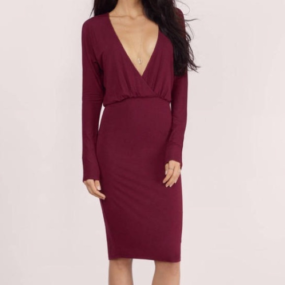 TOBI Bella Dolman Sleeve Midi Dress in Wine - Picture 4 of 5