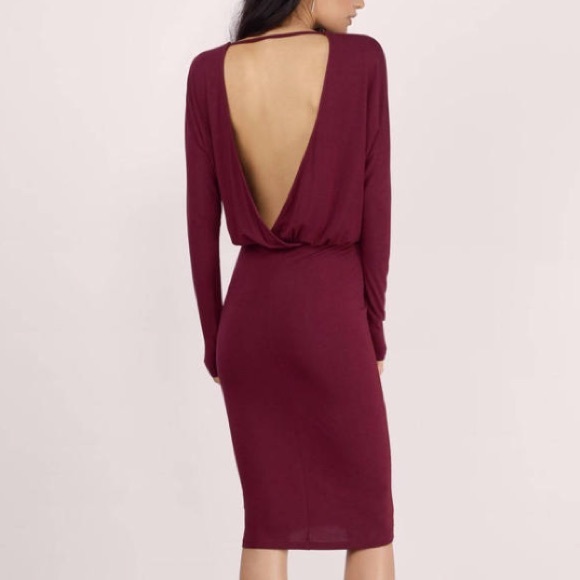 TOBI Bella Dolman Sleeve Midi Dress in Wine - Picture 5 of 5