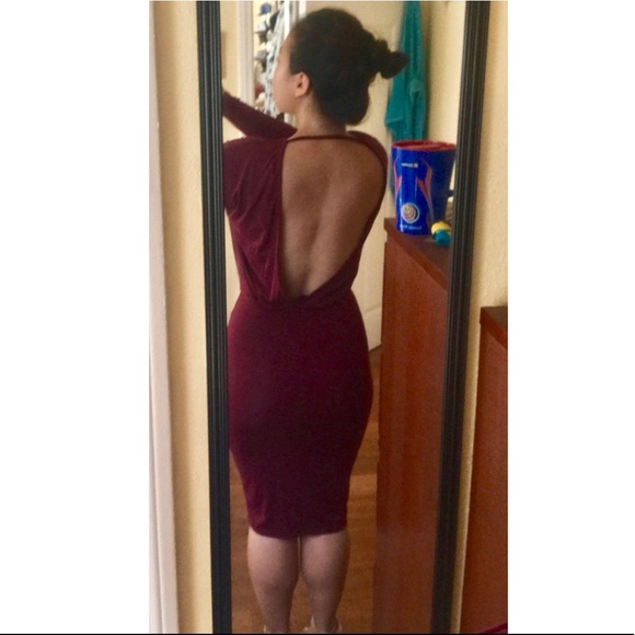 TOBI Bella Dolman Sleeve Midi Dress in Wine - Picture 3 of 5