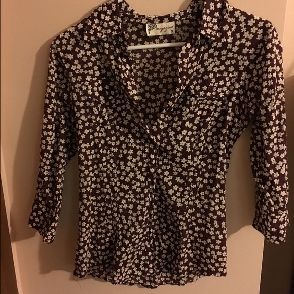 Burgundy floral blouse