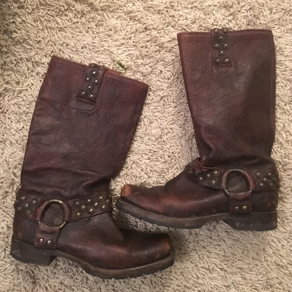 Frye Leather Stud Harness Boots