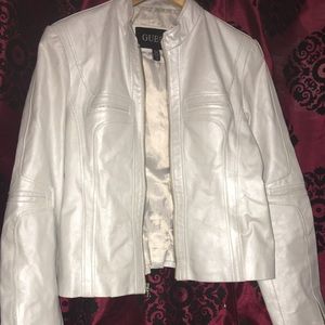 Off whiter guess leather jacket