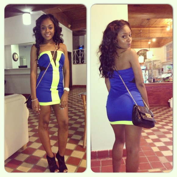 Strapless dress with mesh from Akira Chicago