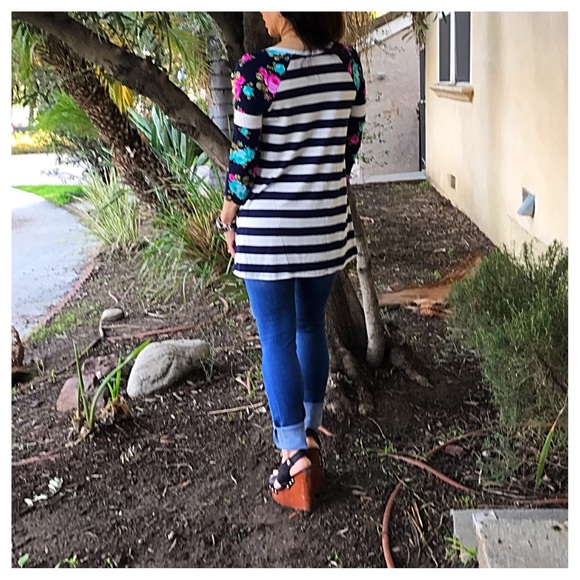 🆕 striped color block floral tunic - Picture 3 of 4