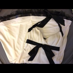 White and black halter dress