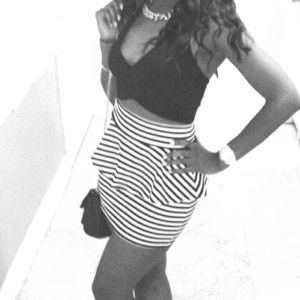 White and black Arden B peplum skirt