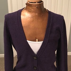 Dark purple button front cardigan BR sweater