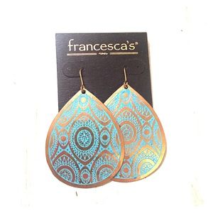 Etched Painted Tribal Earrings NWT