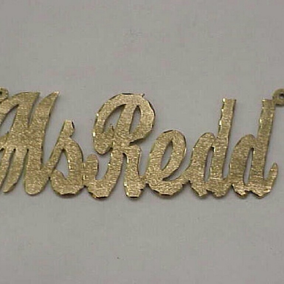 14k gold petsolized" Ms Redd "cursive name pendant - Picture 1 of 3
