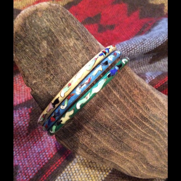Set of 3 vintage enameled bracelets - Picture 1 of 2