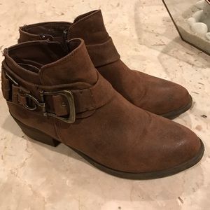 Brown booties from Carlos Santana shoe line.