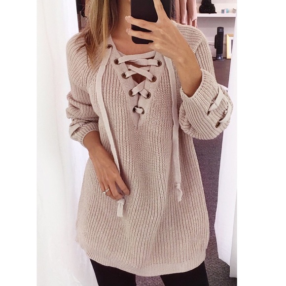 🚨LAST🚨ALIA solid sweater tunic top - Picture 2 of 4