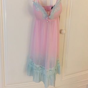 Pink and aqua lingerie night gown and panty